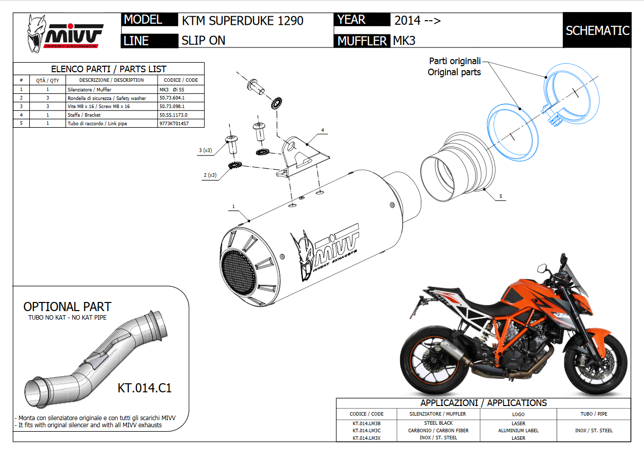 MIVV MK3 black stainless steel KTM 1290 SUPERDUKE 2014 > 2019