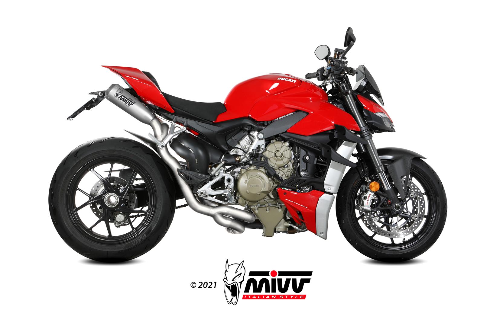 Mivv X-M1 Edelstahl hochgelegt Ducati Streetfighter V4